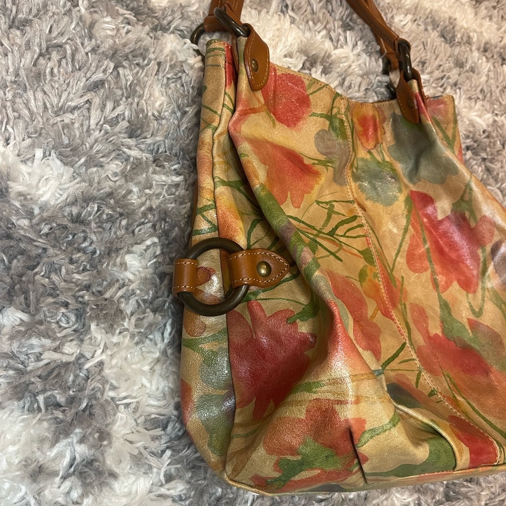 Maurizio Taituti Italian Floral Women's Leather Shoulder Bag - Picture 2 of 6
